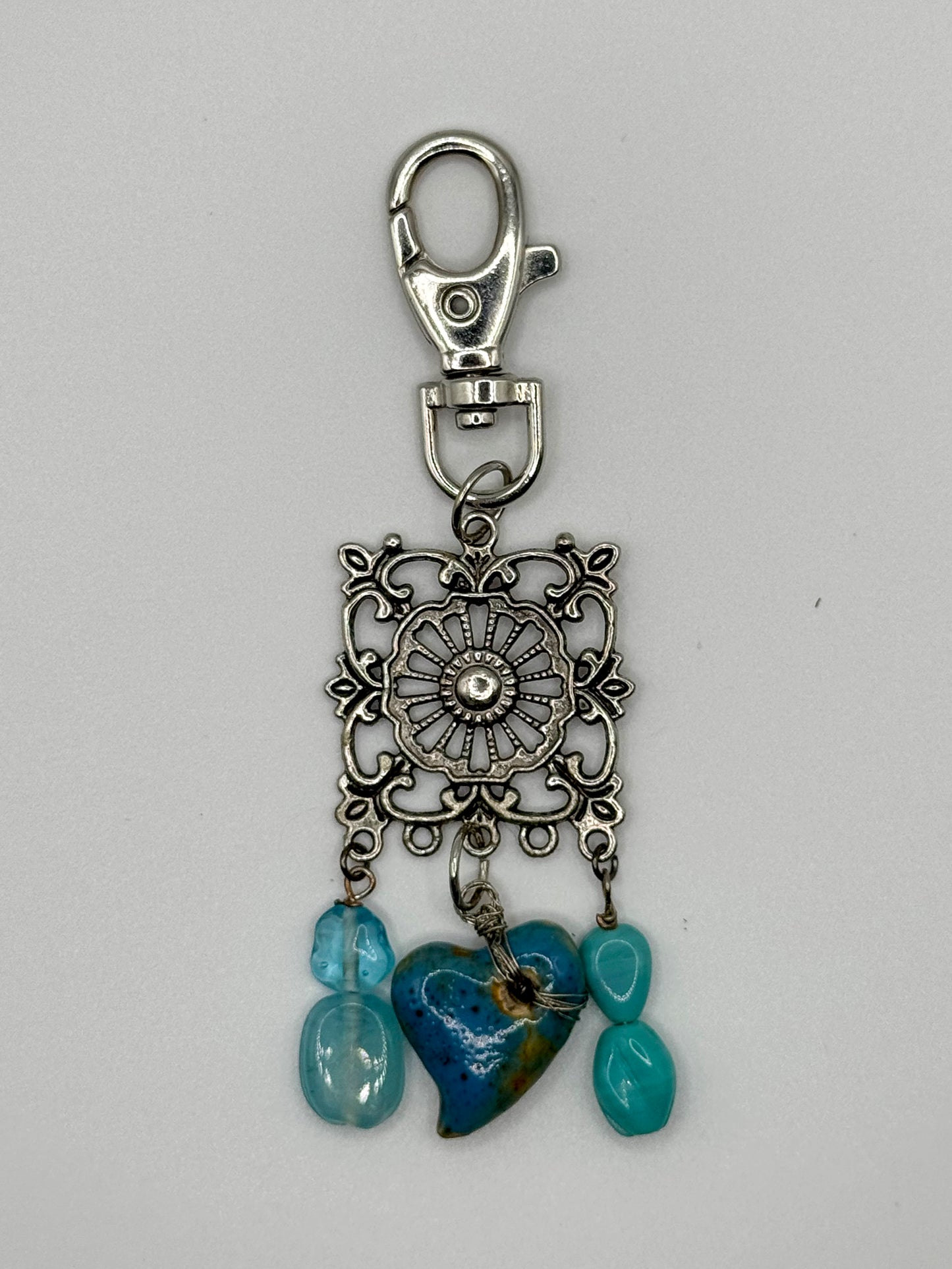 Turquoise Heart Keychain